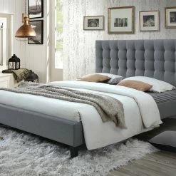 Lit 2 Places 160x200 Capitonné En Tissu Gris Clair DANAE -Canapé Soldes lit 2 places 160x200 capitonne en tissu gris clair danae 43022 5bbcc6f24ec2c 1200 675