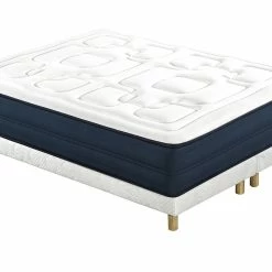 Lit 2 Places 160x200 Cm Avec Sommiers Tapissiers Et Matelas Avec Accueil Mousse Mémoire De Forme BENJI