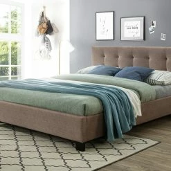 Lit 2 Places 160x200 Cm En Tissu Camel Capitonné MARQUISE -Canapé Soldes lit 2 places 160x200 cm en tissu camel capitonne marquise 25935 5d78fc787b286 1200 675