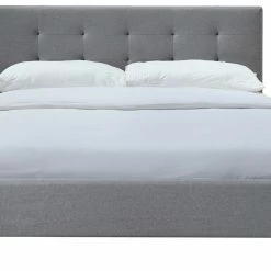 Lit 2 Places 160x200 Cm En Tissu Gris Capitonné MARQUISE