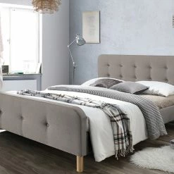 Lit 2 Places 160x200cm En Tissu Beige Capitonné HOLSEN -Canapé Soldes lit 2 places 160x200cm en tissu beige capitonne holsen 42097 5bbcc6902ed4c 1200 675