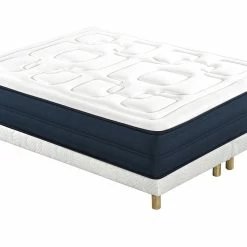 Lit 2 Places 180x200 Cm Avec Sommiers Tapissiers Et Matelas Avec Accueil Mousse à Mémoire De Forme BENJI