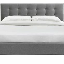 Lit 2 Places 180x200 Cm En Tissu Gris Capitonné MARQUISE