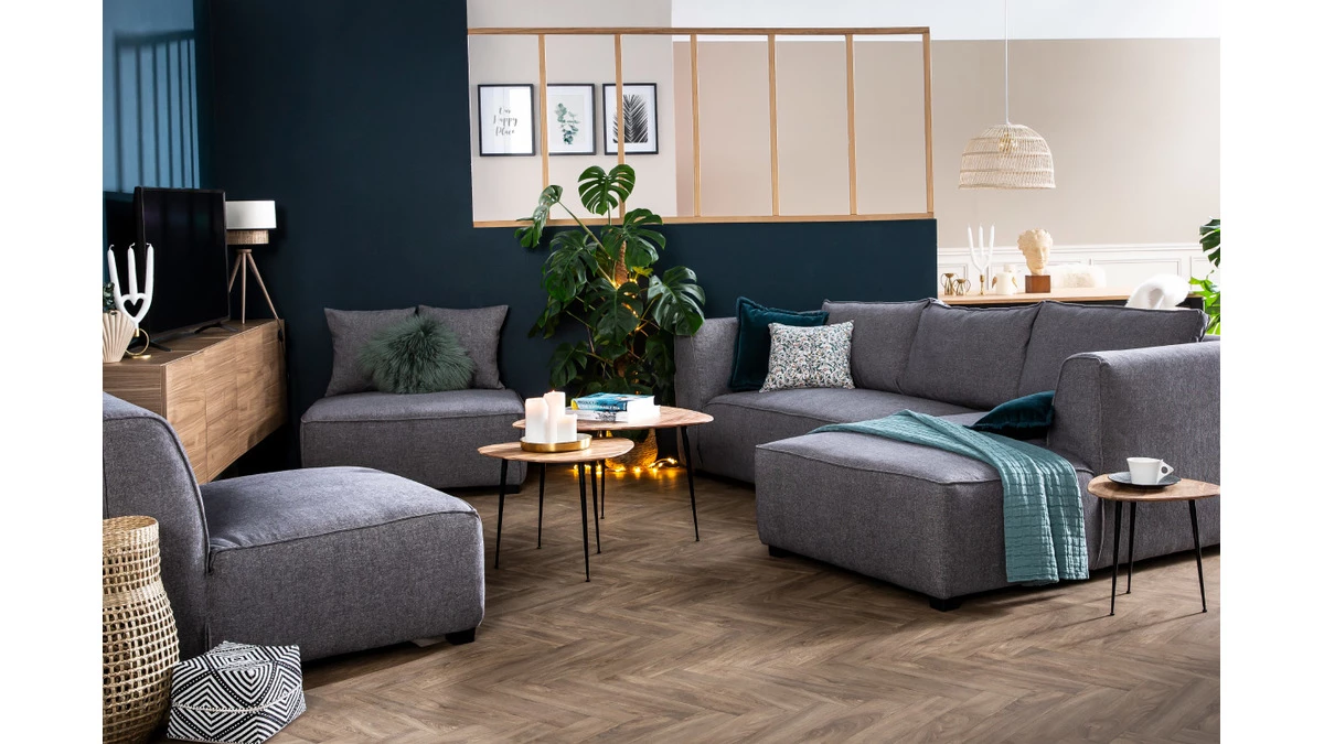 Méridienne Angle Droit En Tissu Gris Anthracite PLURIEL 9 Méridienne Angle Droit En Tissu Gris Anthracite PLURIEL – Image 7