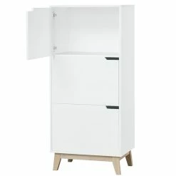 Meuble De Rangement Blanc Et Bois Clair 3 Portes L60 Cm LEENA -Canapé Soldes meuble de rangement blanc et bois clair 3 portes l60 cm leena 44142 5bc689b790c05 1200 675