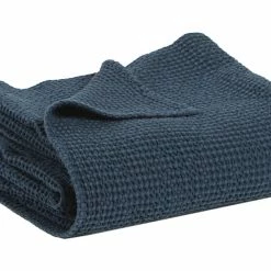 Plaid En Coton Bleu Nuit 140 X 200 Cm YAM