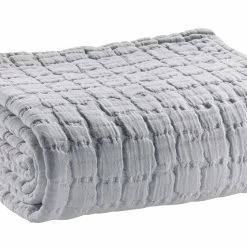 Plaid En Coton Texturé Gris Perle 130 X 200 Cm WAFLE
