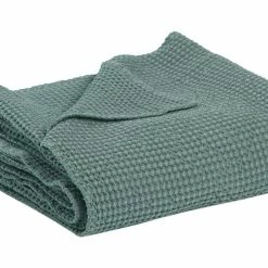 Plaid En Coton Vert Sauge 140 X 200 Cm YAM