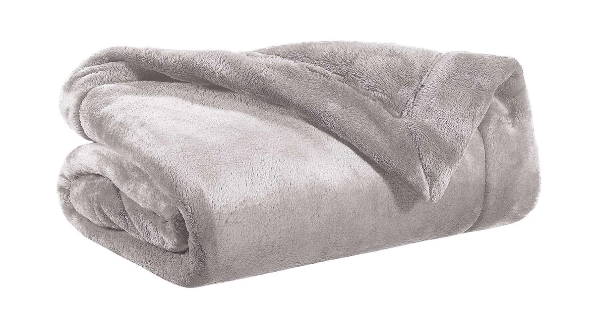 Plaid En Polyester Gris 150 X 200 Cm FERO 3 Plaid En Polyester Gris 150 X 200 Cm FERO