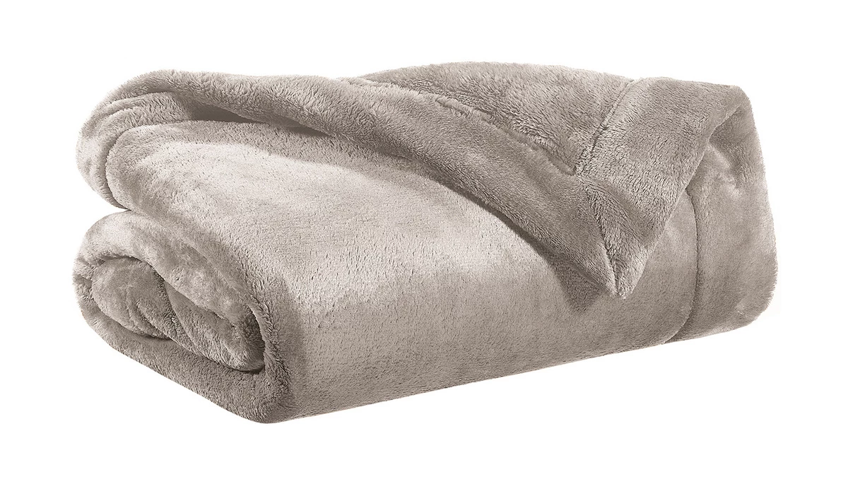 Plaid En Polyester Taupe 150 X 200 Cm FERO 3 Plaid En Polyester Taupe 150 X 200 Cm FERO