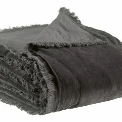 Plaid En Velours Gris Ardoise 135 X 200 Cm PESCA