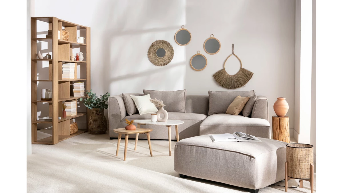 Pouf Module De Canapé En Tissu Beige PLURIEL 8 Pouf Module De Canapé En Tissu Beige PLURIEL – Image 6