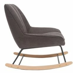 Rocking Chair Design En Tissu Effet Velours Gris Foncé, Métal Noir Et Bois Clair BILLIE -Canapé Soldes rocking chair design en tissu effet velours gris fonce metal noir et bois clair billie 48655 602bff063a479 1200 675