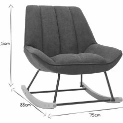 Rocking Chair Design En Tissu Effet Velours Gris Foncé, Métal Noir Et Bois Clair BILLIE -Canapé Soldes rocking chair design en tissu effet velours gris fonce metal noir et bois clair billie 48655 60361b58905c7 1200 675