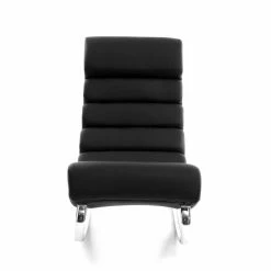 Rocking Chair Design Noir Et Acier Chromé TAYLOR