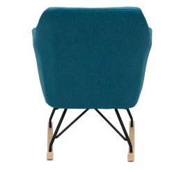 Rocking Chair Scandinave En Tissu Bleu Canard, Métal Noir Et Bois Clair ALEYNA -Canapé Soldes rocking chair scandinave en tissu bleu canard metal noir et bois clair aleyna 43309 5d42c471024c5 1200 675