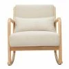 Rocking Chair Scandinave En Tissu Effet Velours Beige Et Bois Clair DERRY