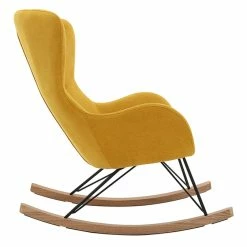 Rocking Chair Scandinave En Tissu Effet Velours Jaune Moutarde, Métal Noir Et Bois Clair ESKUA -Canapé Soldes rocking chair scandinave en tissu effet velours jaune moutarde metal noir et bois clair eskua 46899 63eb94f9bb7b7 1200 675