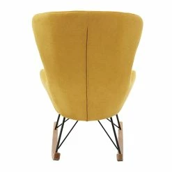 Rocking Chair Scandinave En Tissu Effet Velours Jaune Moutarde, Métal Noir Et Bois Clair ESKUA -Canapé Soldes rocking chair scandinave en tissu effet velours jaune moutarde metal noir et bois clair eskua 46899 63eb94fcca2ae 1200 675