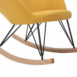 Rocking Chair Scandinave En Tissu Effet Velours Jaune Moutarde, Métal Noir Et Bois Clair JHENE -Canapé Soldes rocking chair scandinave en tissu effet velours jaune moutarde metal noir et bois clair jhene 44821 5da98d5aea94e 1200 675
