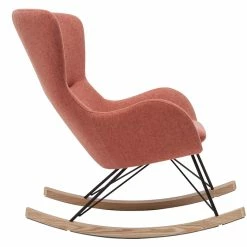 Rocking Chair Scandinave En Tissu Effet Velours Texturé Terracotta, Métal Noir Et Bois Clair ESKUA -Canapé Soldes rocking chair scandinave en tissu effet velours texture terracotta metal noir et bois clair eskua 49298 607028dab7a75 1200 675