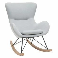 Rocking Chair Scandinave En Tissu Gris Clair, Métal Noir Et Bois Clair ESKUA -Canapé Soldes rocking chair scandinave en tissu gris clair metal noir et bois clair eskua 47948 5eeb60c071477 1200 675
