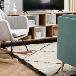 Rocking Chair Scandinave En Tissu Menthe à L'eau, Métal Noir Et Bois Clair ALEYNA -Canapé Soldes rocking chair scandinave en tissu menthe a leau metal noir et bois clair aleyna 43311 60ba327ce15d2 1200 675