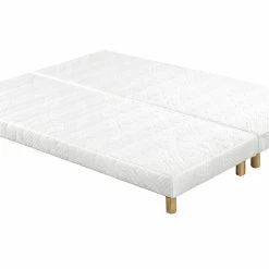 Sommiers Tapissiers Tissu Blanc Pieds Bois 90 X 200 Cm (lot De 2) JAMI