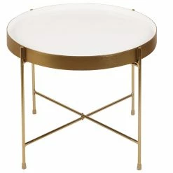 Table Basse Avec Plateau Réversible Bleu Canard / Blanc D51 Cm SATEEN - Miliboo & Stéphane Plaza