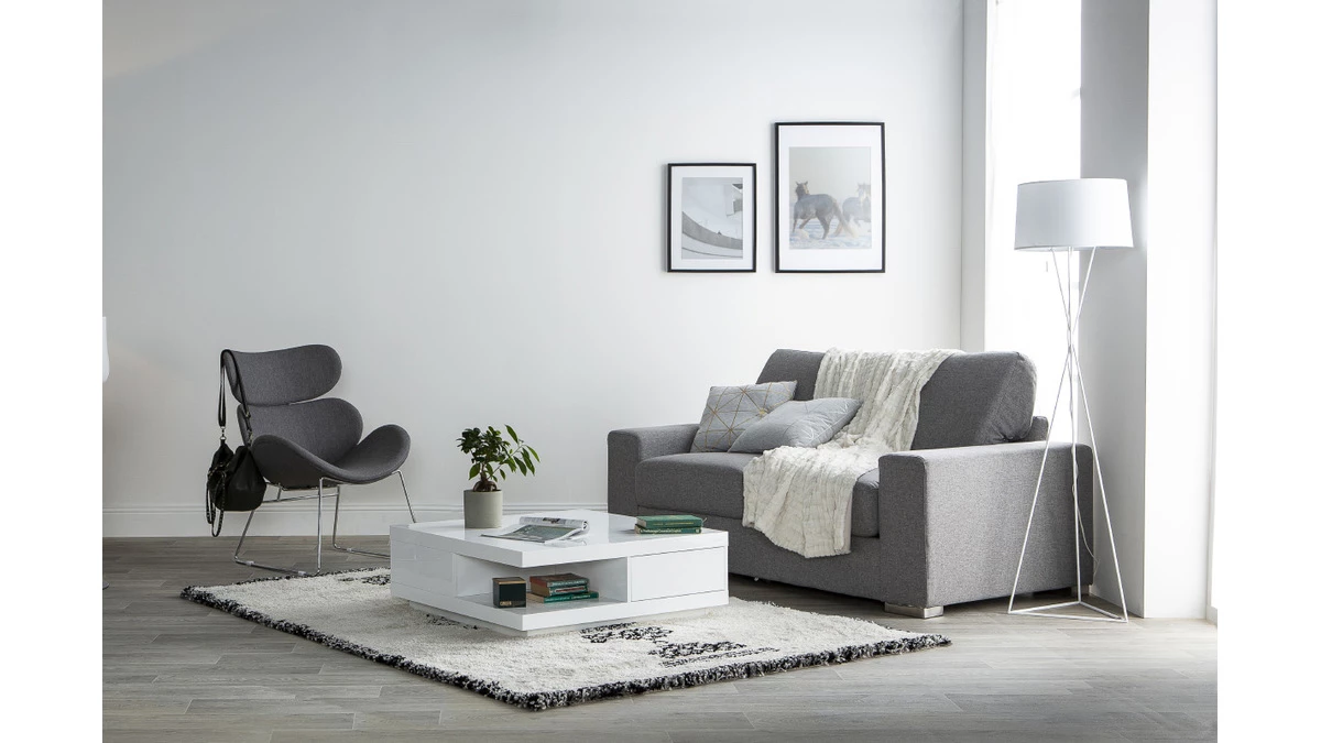 Table Basse Carrée Avec Rangements 2 Tiroirs Design Blanc Laquée L85 Cm KARY 7 Table Basse Carrée Avec Rangements 2 Tiroirs Design Blanc Laquée L85 Cm KARY – Image 5