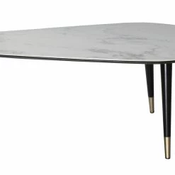 Table Basse Design Effet Marbre Avec Pieds Bois Et Or ALLURE