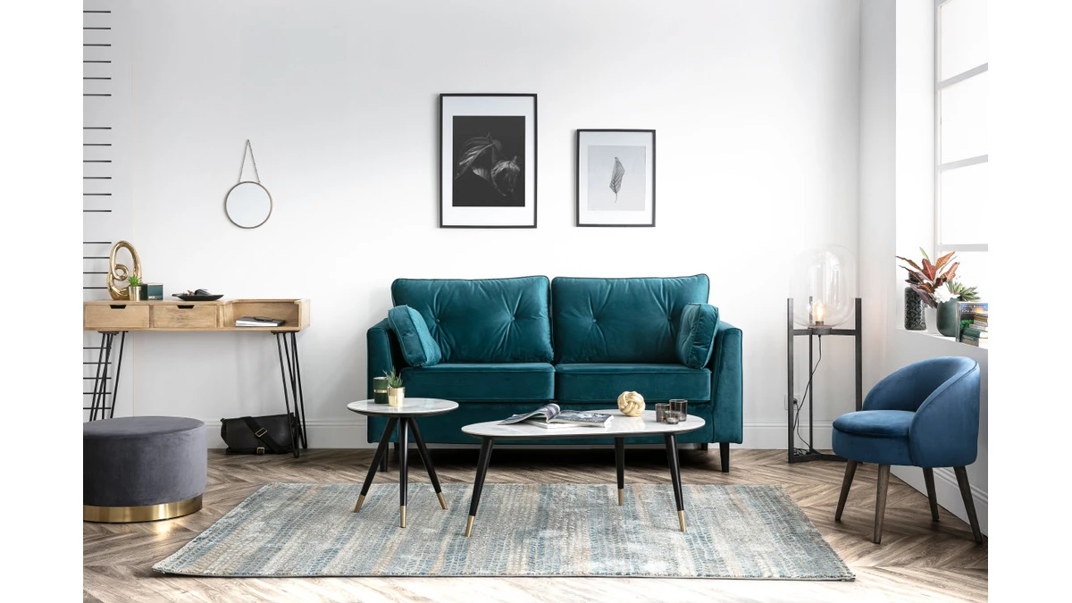 Table Basse Design Effet Marbre Avec Pieds Bois Et Or ALLURE 7 Table Basse Design Effet Marbre Avec Pieds Bois Et Or ALLURE – Image 5