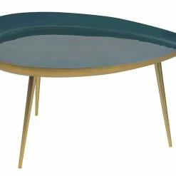 Table Basse Goutte En Acier Laqué Bleu Canard L80 Cm DROP