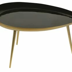 Table Basse Goutte En Acier Laqué Noir L80 Cm DROP