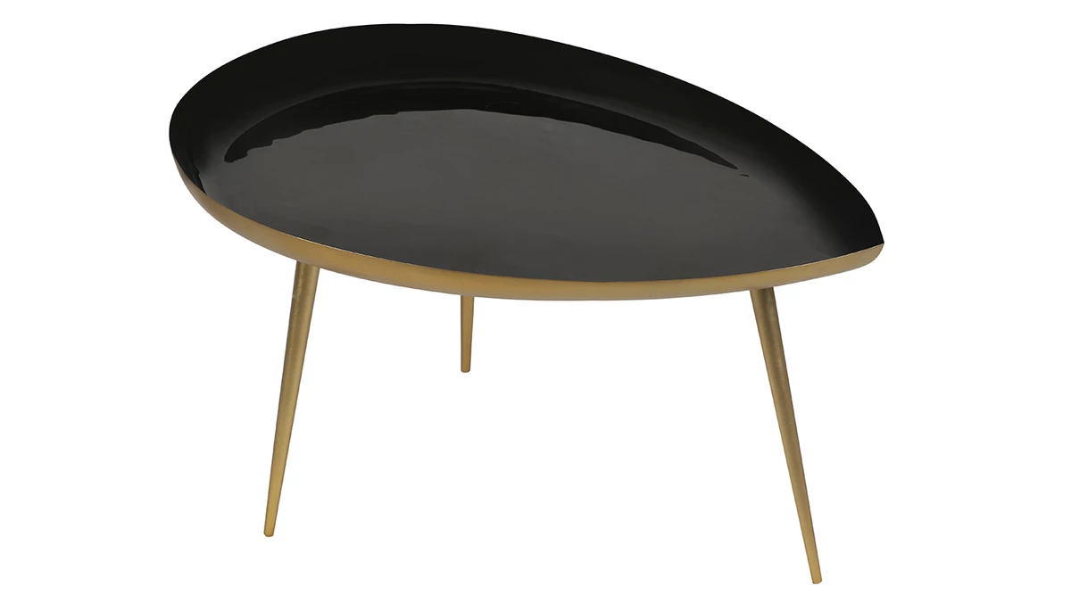 Table Basse Goutte En Acier Laqué Noir L80 Cm DROP 4 Table Basse Goutte En Acier Laqué Noir L80 Cm DROP – Image 2