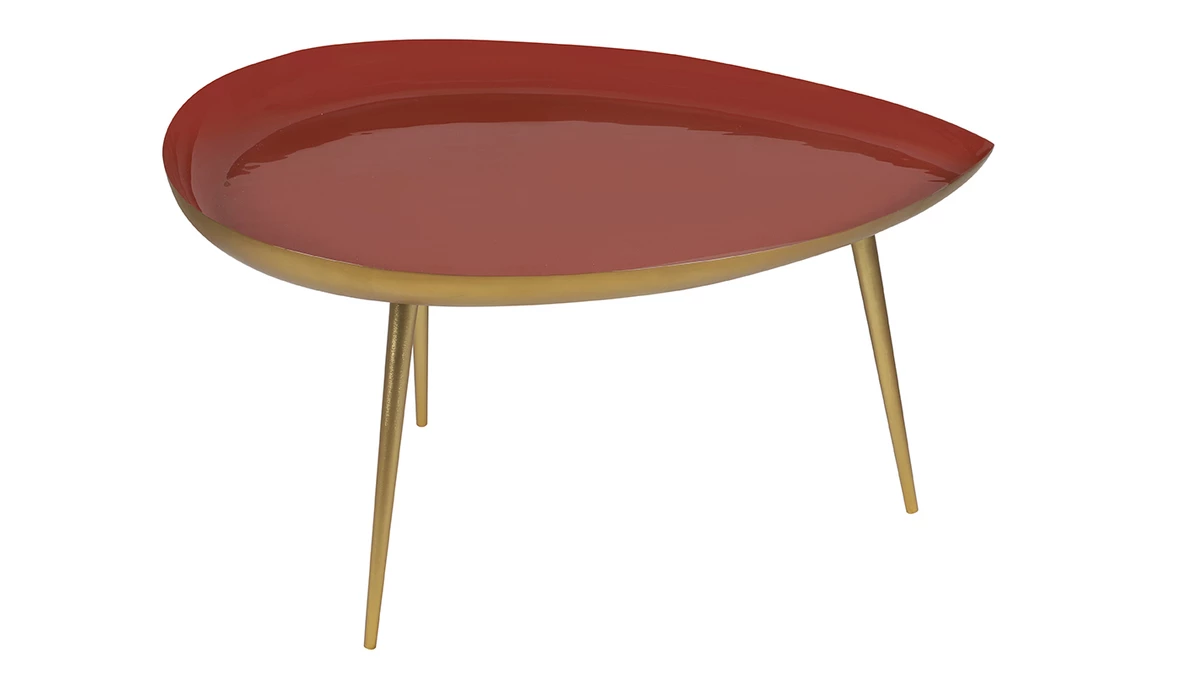 Table Basse Goutte En Acier Laqué Terracotta L80 Cm DROP 3 Table Basse Goutte En Acier Laqué Terracotta L80 Cm DROP