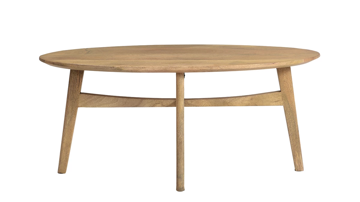 Table Basse Ovale Bois Clair Manguier Massif L100 Cm PALEY 3 Table Basse Ovale Bois Clair Manguier Massif L100 Cm PALEY