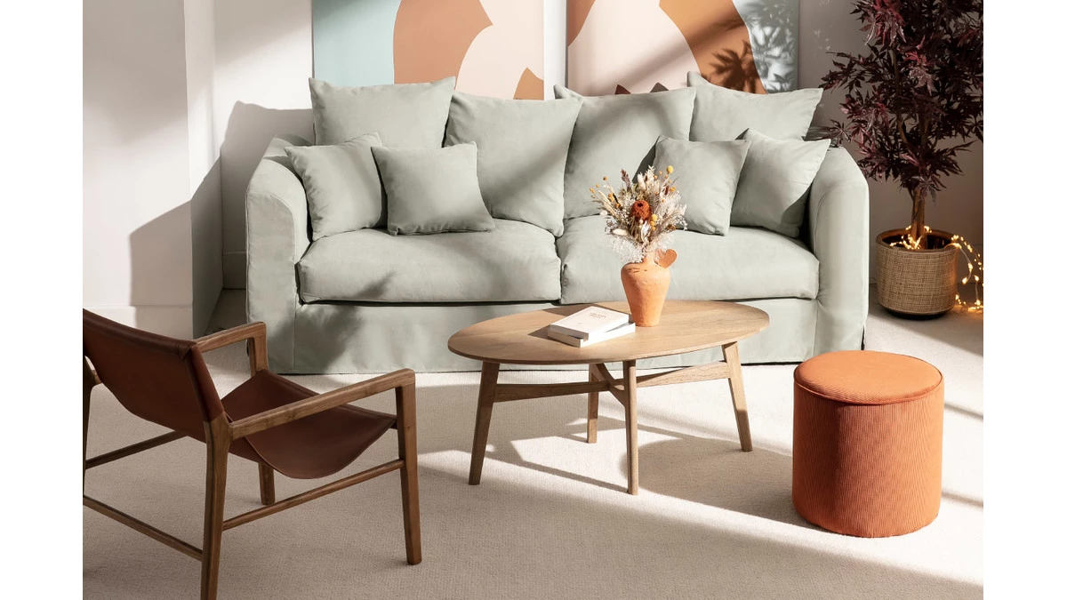 Table Basse Ovale Bois Clair Manguier Massif L100 Cm PALEY 7 Table Basse Ovale Bois Clair Manguier Massif L100 Cm PALEY – Image 5