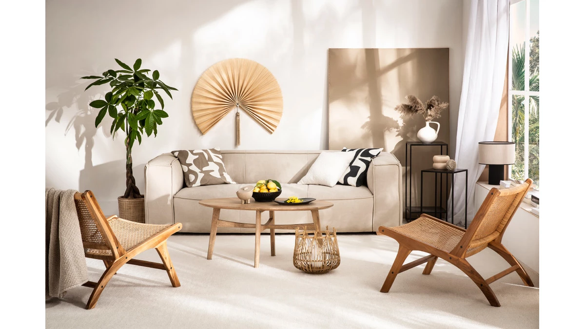 Table Basse Ovale Bois Clair Manguier Massif L100 Cm PALEY 8 Table Basse Ovale Bois Clair Manguier Massif L100 Cm PALEY – Image 6