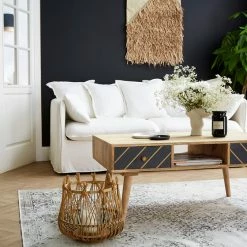 Table Basse Rectangulaire Avec Rangements 2 Tiroirs Bois Clair Manguier Massif, Gris Foncé Et Métal Doré L100 Cm WALTER 16 Table Basse Rectangulaire Avec Rangements 2 Tiroirs Bois Clair Manguier Massif, Gris Foncé Et Métal Doré L100 Cm WALTER -Canapé Soldes table basse rectangulaire avec rangements 2 tiroirs bois clair manguier massif gris fonce et metal dore l100 cm walter 49973 6352a0624ee50 1200 675