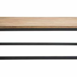 Table Basse Rectangulaire Bois Clair Manguier Massif Et Métal Noir L120 Cm FACTORY