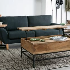 Table Basse Relevable Industrielle Bois Clair Manguier Massif Et Métal Noir L110 Cm YPSTER -Canapé Soldes table basse relevable industrielle bois clair manguier massif et metal noir l110 cm ypster 41280 5da998a01844d 1200 675