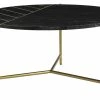 Table Basse Ronde Design En Marbre Noir Et Laiton D90 Cm SILLON