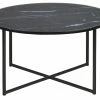 Table Basse Ronde Effet Marbre Noir Bleuté D80 Cm ALCINO
