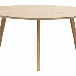 Table Basse Ronde Scandinave Bois Clair Chêne D90 Cm ORKAD