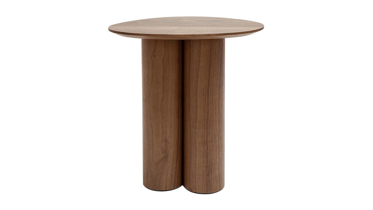 Table D'appoint Design Bois Foncé Noyer L44 Cm HOLLEN 6 Table D'appoint Design Bois Foncé Noyer L44 Cm HOLLEN – Image 4