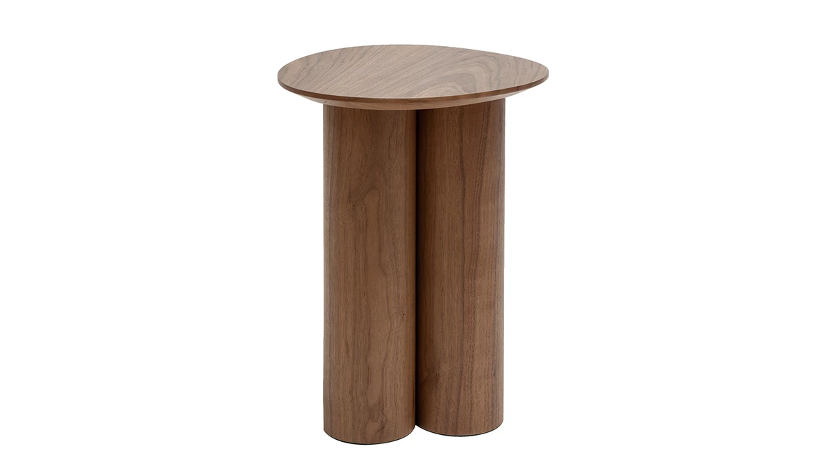 Table D'appoint Design Bois Foncé Noyer L44 Cm HOLLEN 4 Table D'appoint Design Bois Foncé Noyer L44 Cm HOLLEN – Image 2