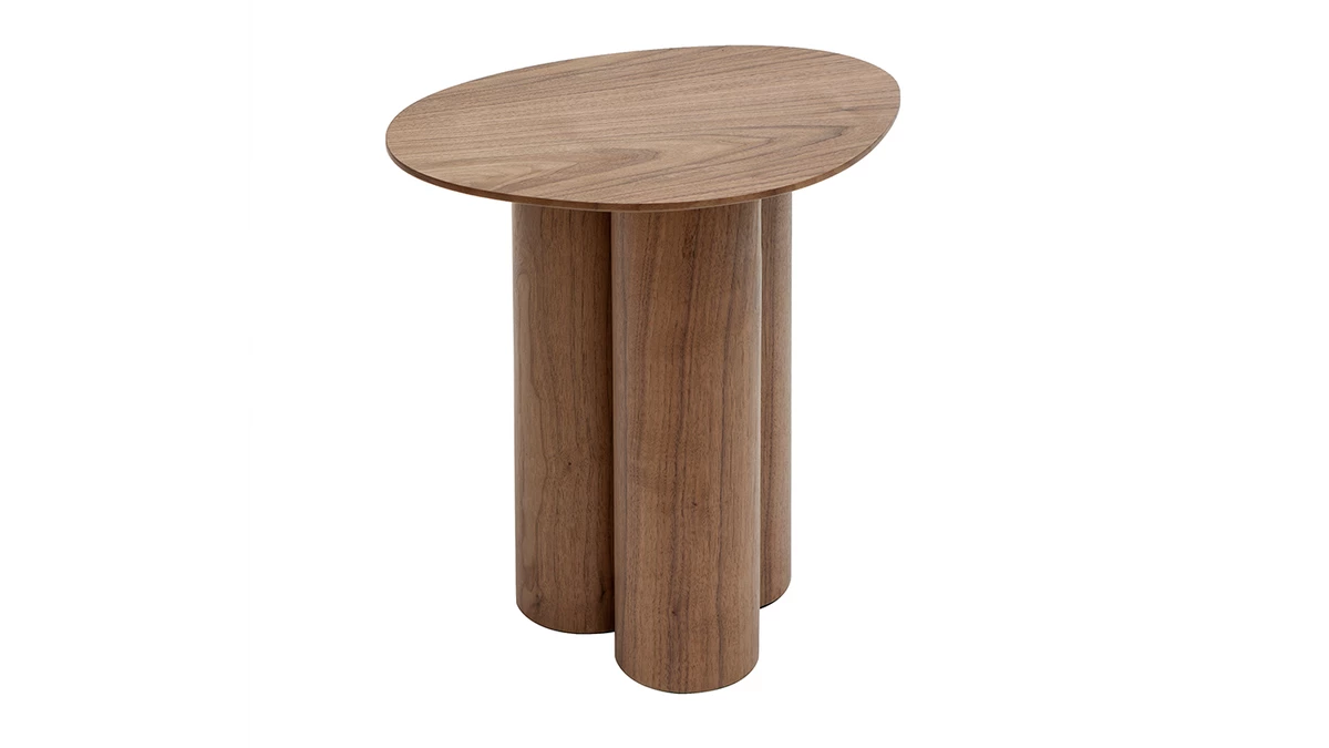 Table D'appoint Design Bois Foncé Noyer L44 Cm HOLLEN 5 Table D'appoint Design Bois Foncé Noyer L44 Cm HOLLEN – Image 3