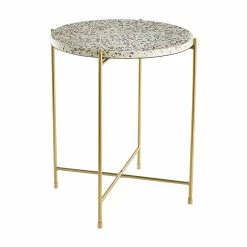 Table D'appoint Design Ronde En Terrazzo Et Métal Doré D40 Cm MEZZO -Canapé Soldes table dappoint design ronde en terrazzo et metal dore d40 cm mezzo 50795 62287f4192730 1200 675