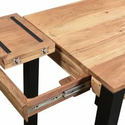 Table De Bar Extensible En Acacia Et Métal L80-135 Cm TRAP -Canapé Soldes table de bar extensible en acacia et metal l80 135 cm trap 48863 5fff1ffb1d933 1200 675